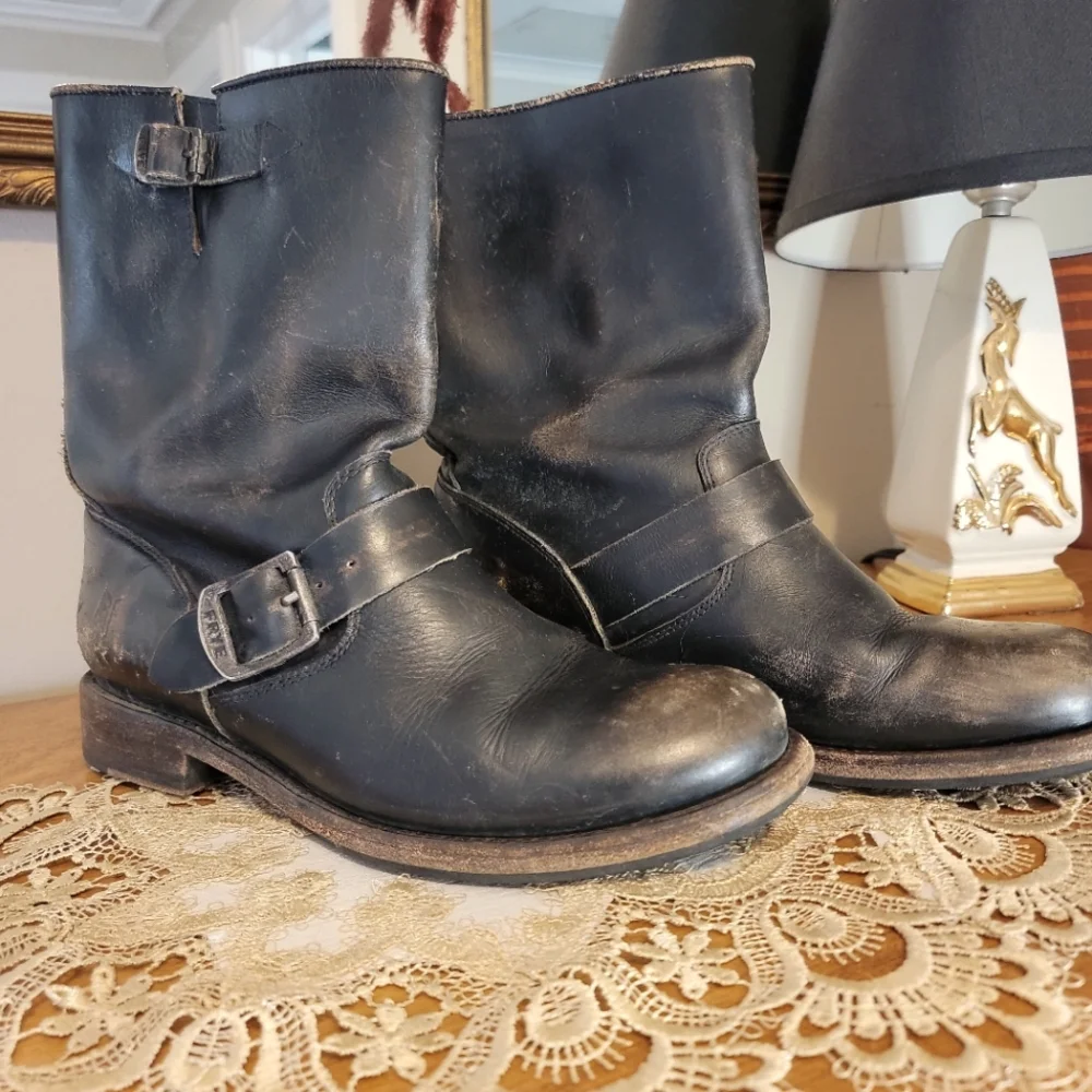FRYE Distressed Motorcycle Ankle Boot - Picture 1 of 6